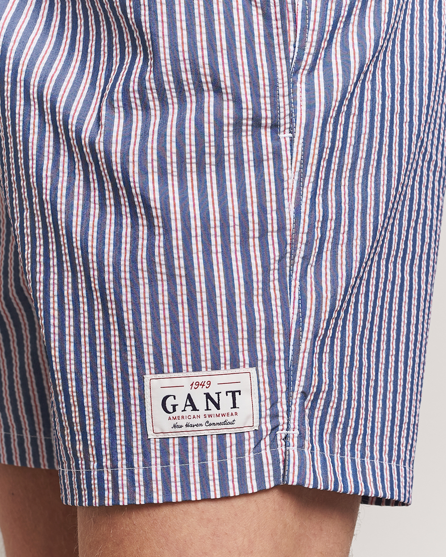 Homme | Maillots De Bain | Gant | Striped Seersucker Swimshorts Deep Blue