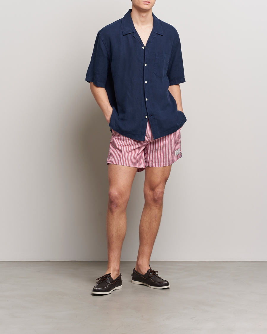 Homme | Maillots De Bain | Gant | Striped Seersucker Swimshorts Bright Red