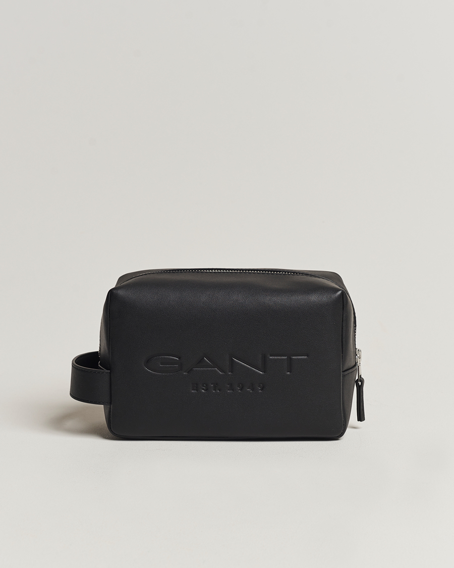 Homme | GANT Leather Wash Bag Black | GANT | Leather Wash Bag Black