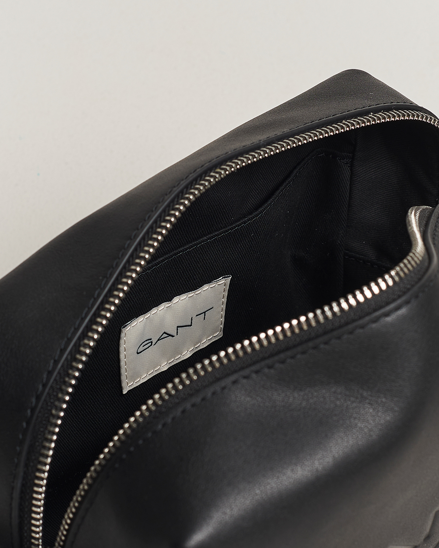 Homme | GANT Leather Wash Bag Black | GANT | Leather Wash Bag Black