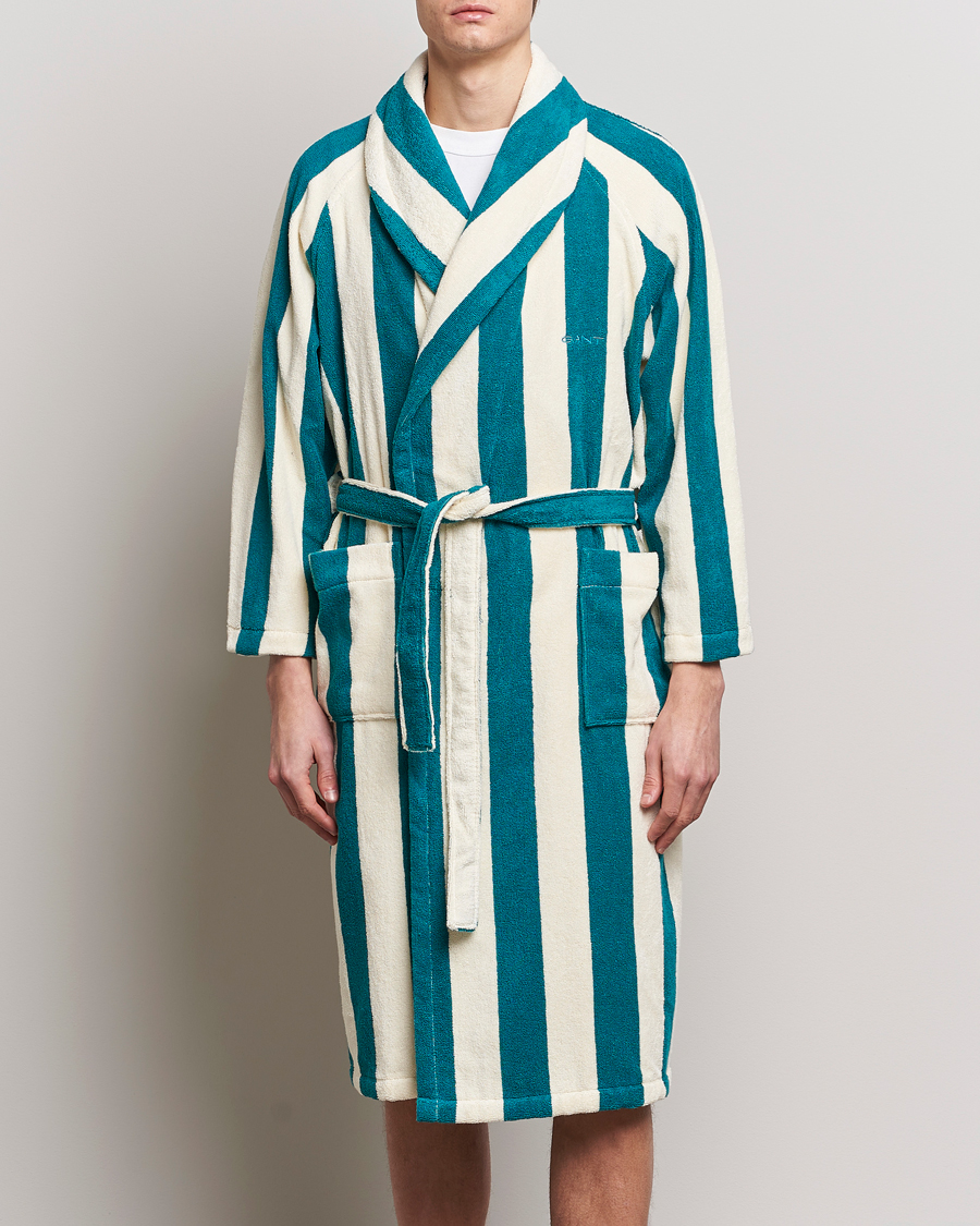 Homme |  | GANT | Striped Robe Ocean Turquoise/White