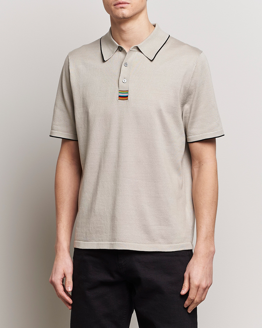Homme |  | Paul Smith | Knitted Cotton Polo Greige