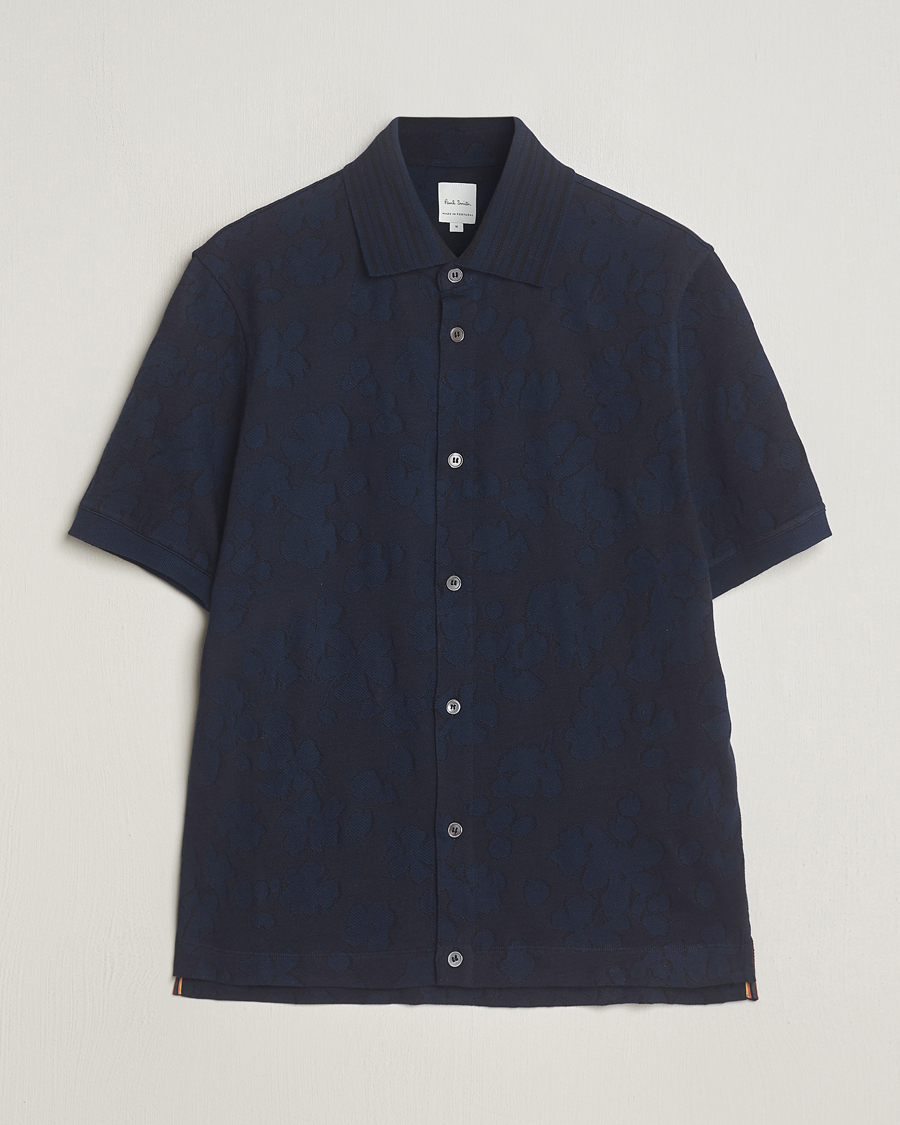 Homme | Chemises | Paul Smith | Floral Jacquard Short Sleeve Shirt Navy