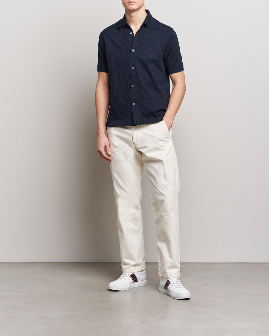 Homme | Chemises | Paul Smith | Floral Jacquard Short Sleeve Shirt Navy