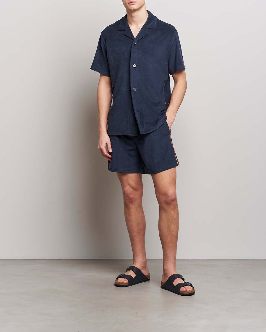 Homme | Shorts | Paul Smith | Stripe Towelling Shorts Navy
