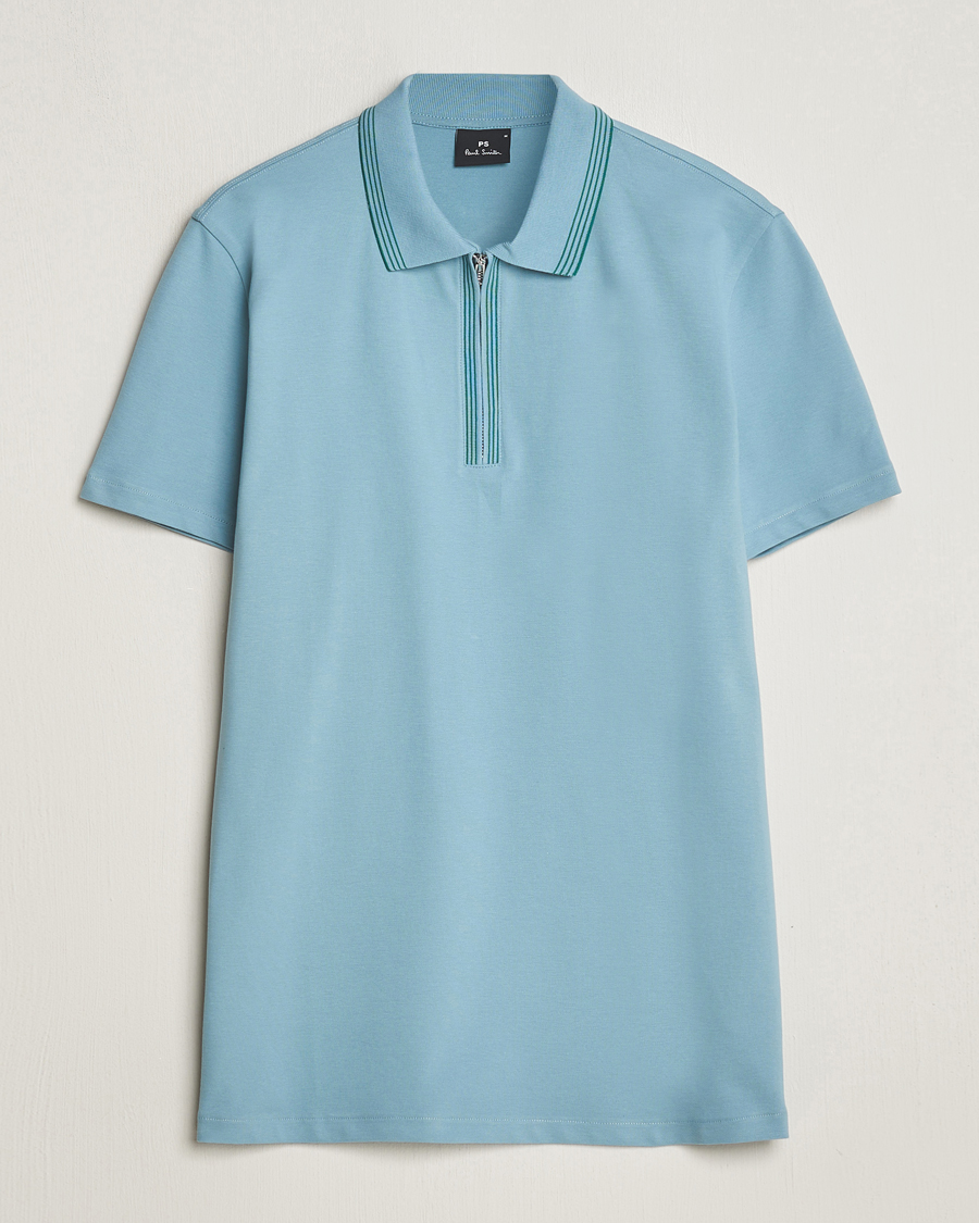 Homme | Polos | PS Paul Smith | Regular Fit Half Zip Polo Blue