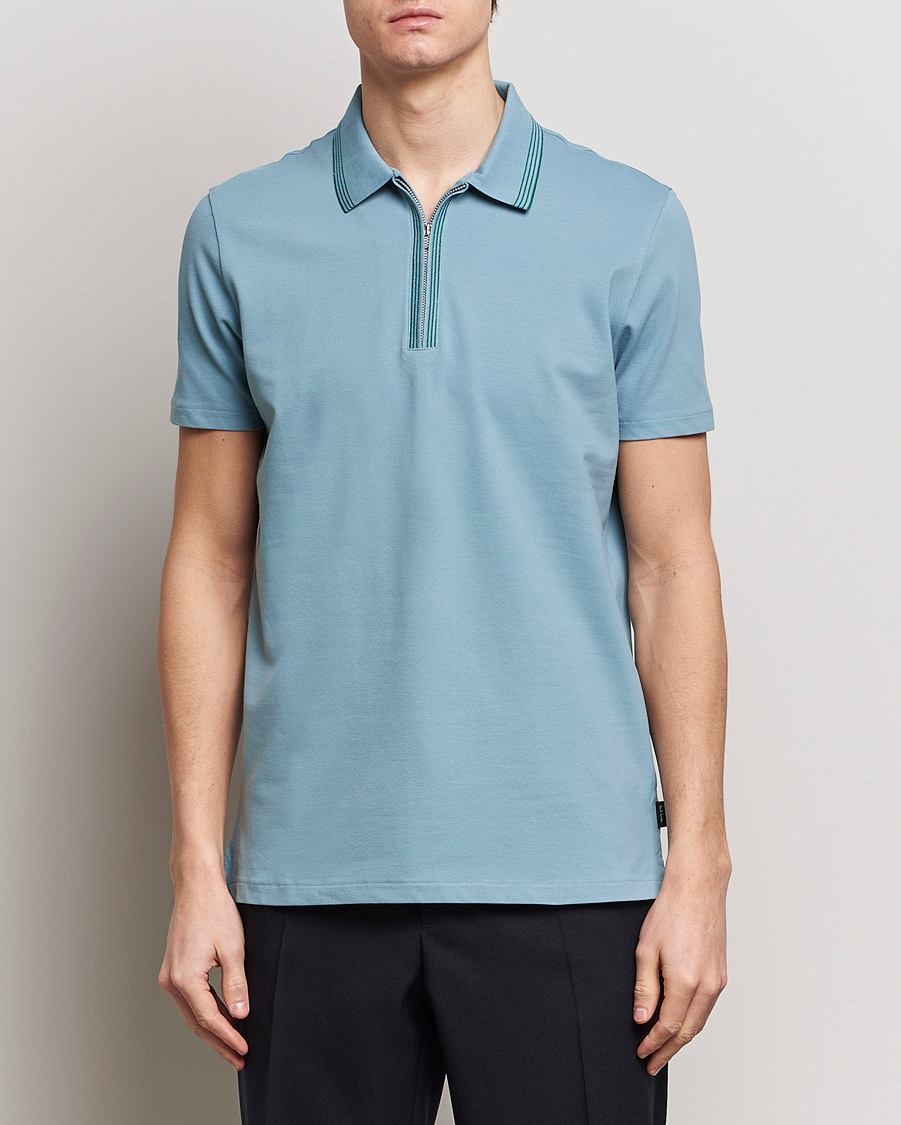 Homme | Paul Smith | PS Paul Smith | Regular Fit Half Zip Polo Blue