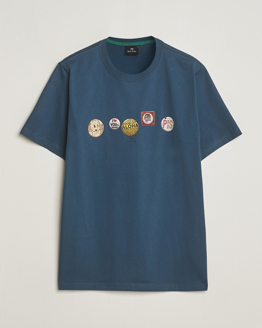 Homme | T-shirts | PS Paul Smith | Organic Cotton Badges Crew Neck T-Shirt Blue