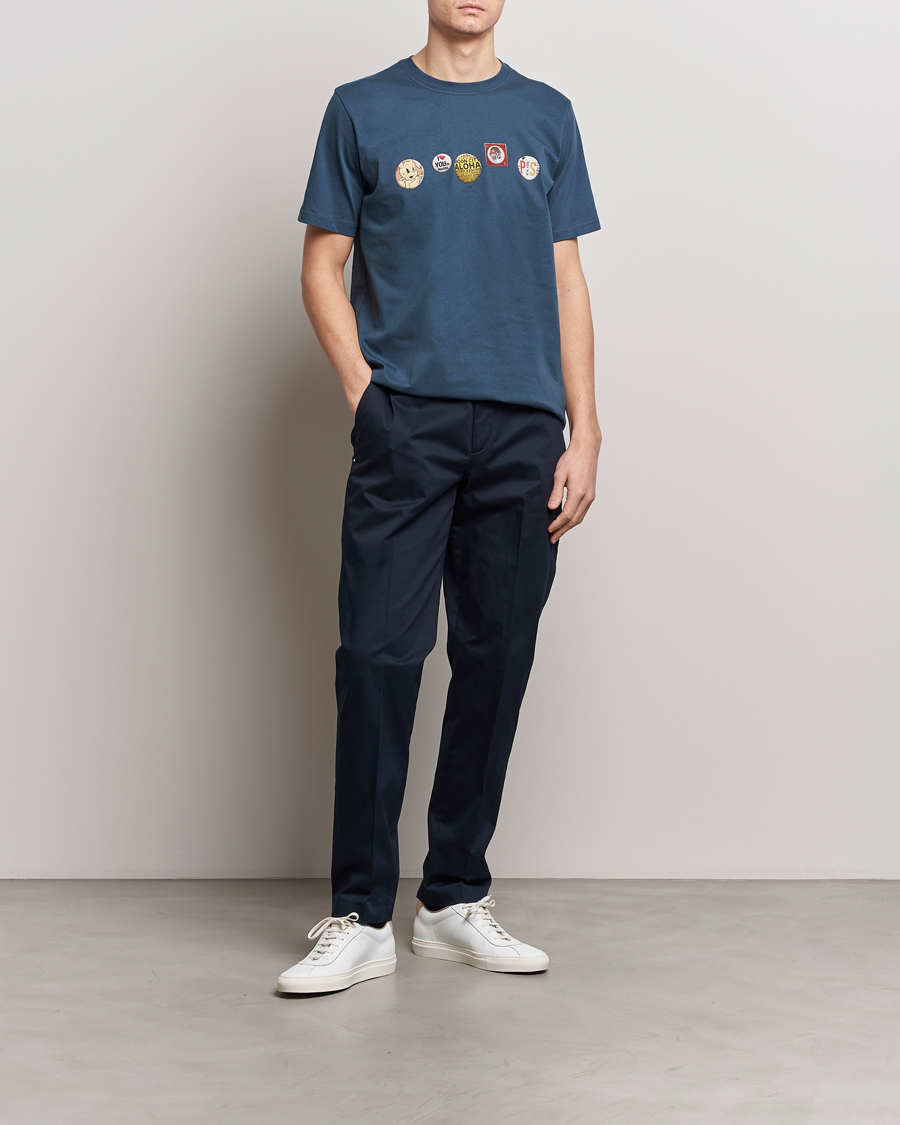 Homme | T-shirts | PS Paul Smith | Organic Cotton Badges Crew Neck T-Shirt Blue