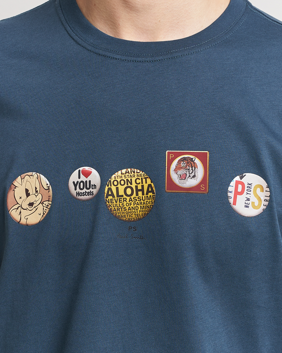 Homme | T-shirts | PS Paul Smith | Organic Cotton Badges Crew Neck T-Shirt Blue