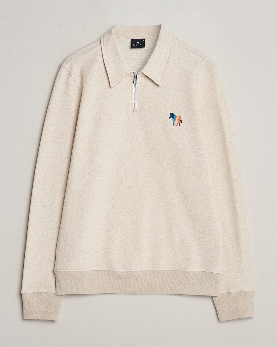 Homme | Pulls Et Tricots | PS Paul Smith | Cotton/Linen Zebra Half Zip Off White