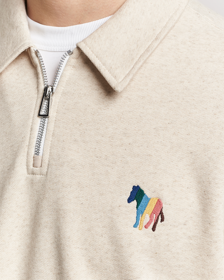 Homme | Pulls Et Tricots | PS Paul Smith | Cotton/Linen Zebra Half Zip Off White