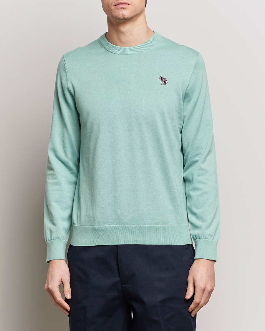 Homme | Best of British | PS Paul Smith | Zebra Cotton Knitted Sweater Mint Green