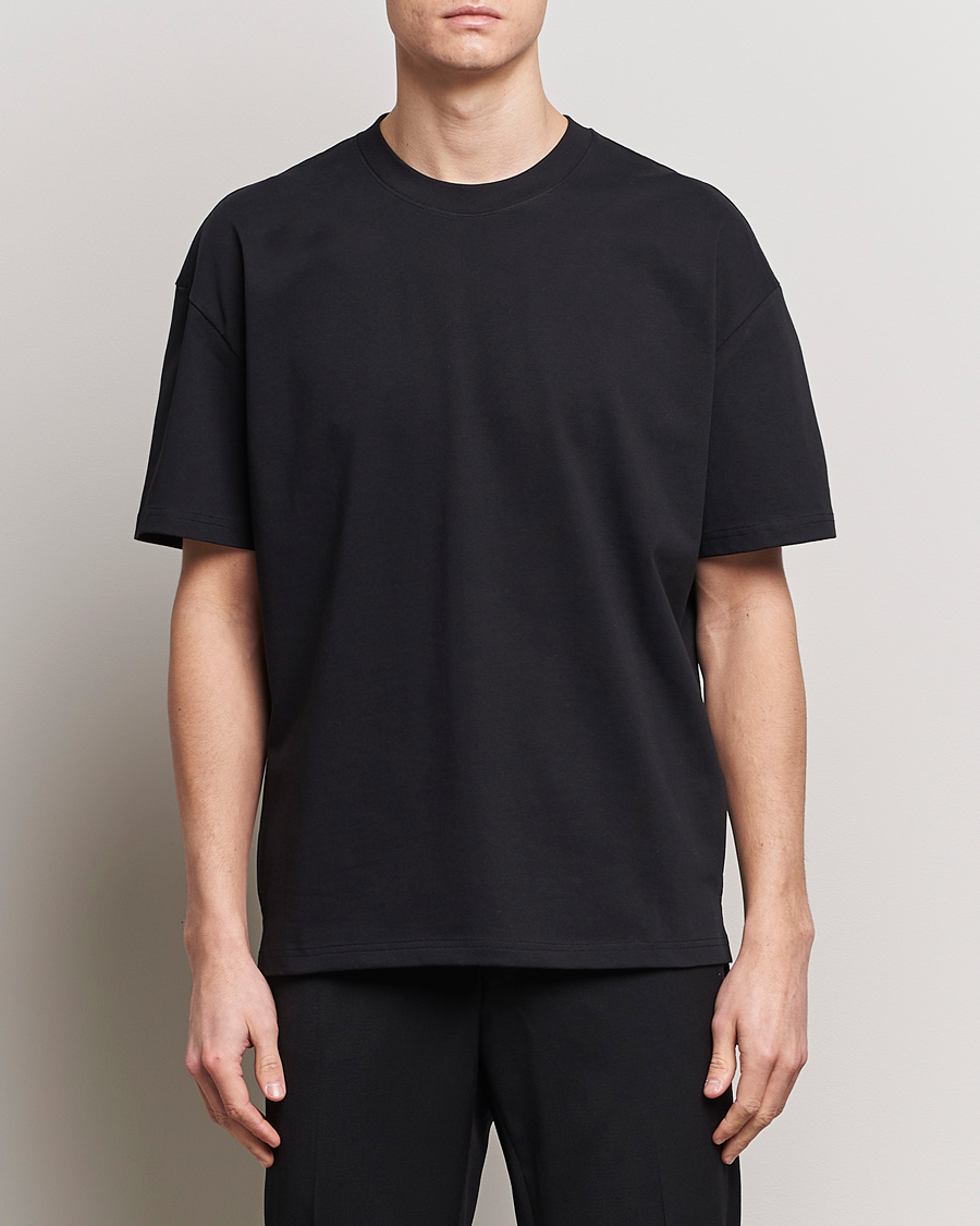 Homme | T-Shirts Noirs | Bread & Boxers | Textured Heavy Crew Neck T-Shirt Black