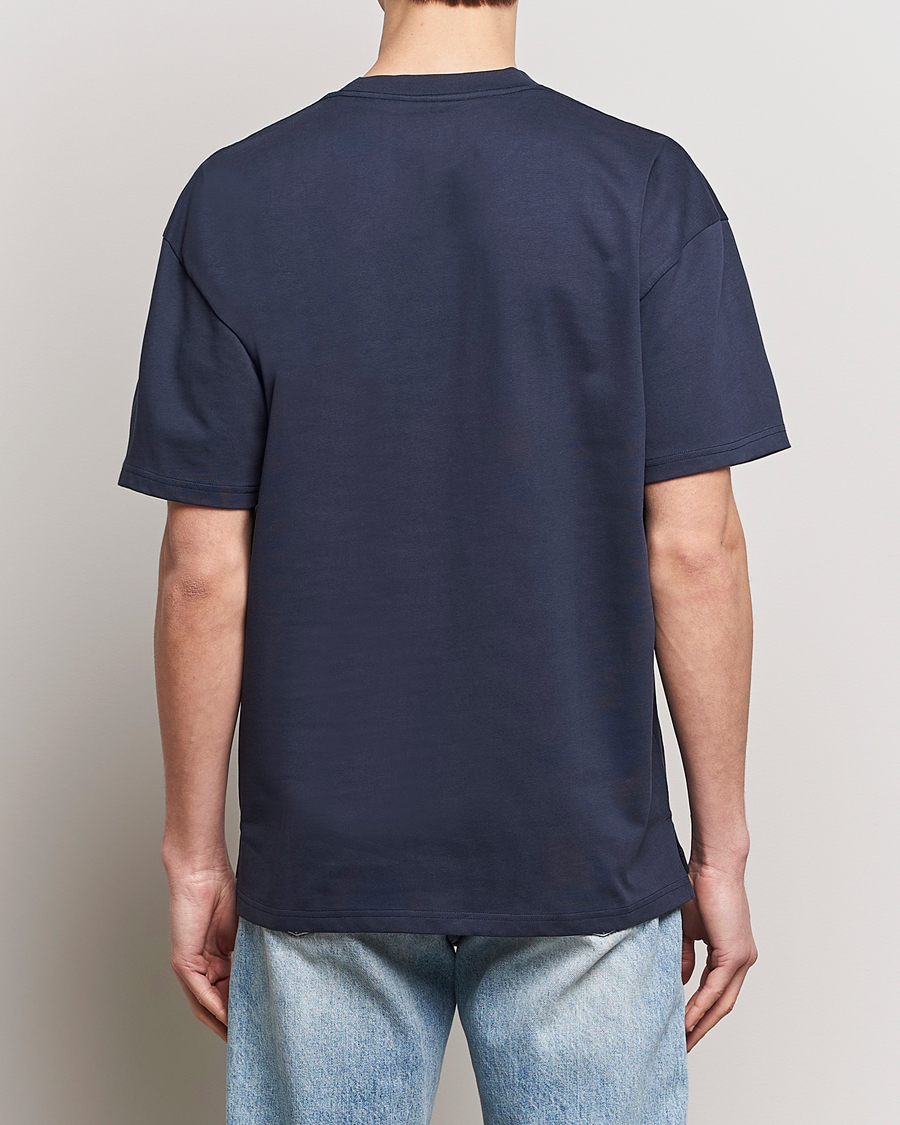 Homme | T-shirts | Bread & Boxers | Textured Heavy Crew Neck T-Shirt Navy Blue