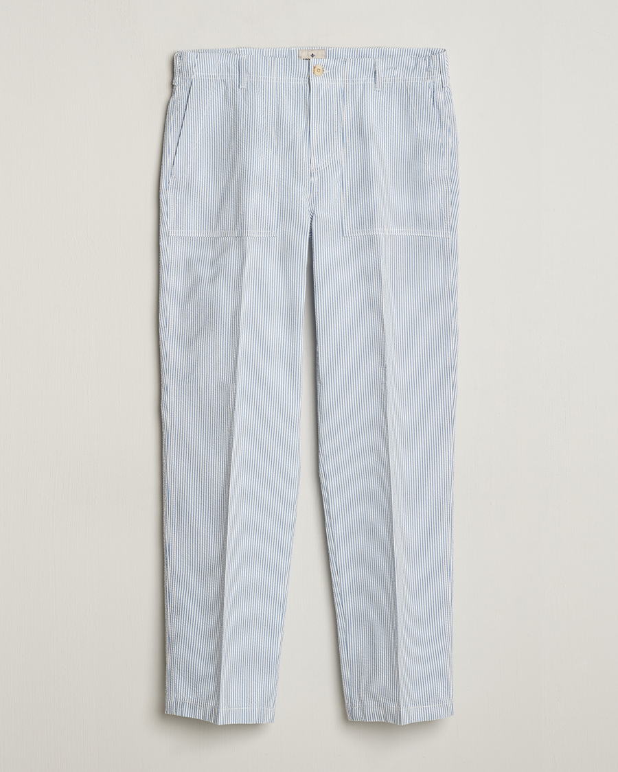 Homme | Pantalons | Morris | Seersucker Summer Slacks Light Blue