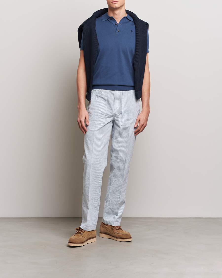 Homme | Pantalons | Morris | Seersucker Summer Slacks Light Blue