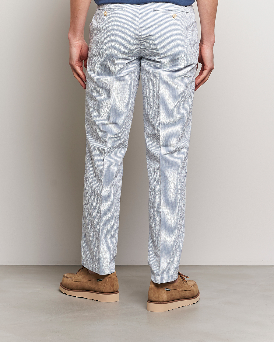 Homme | Pantalons | Morris | Seersucker Summer Slacks Light Blue