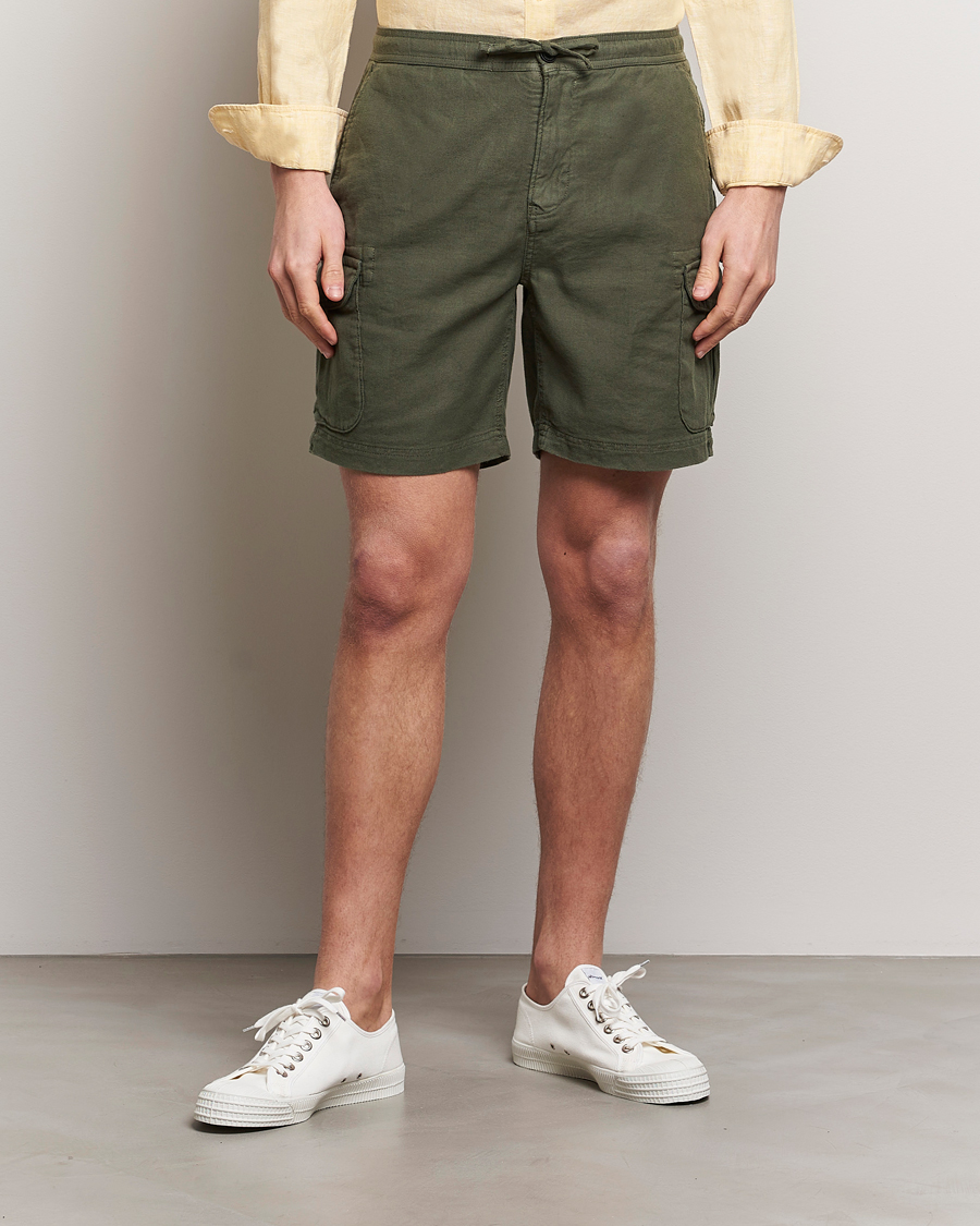 Homme | Nouveautés | Morris | Cargo Linen Shorts Olive