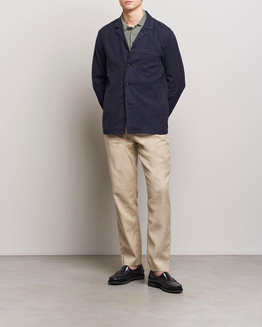 Homme | Chemises | Morris | Linen Shirt Jacket Navy