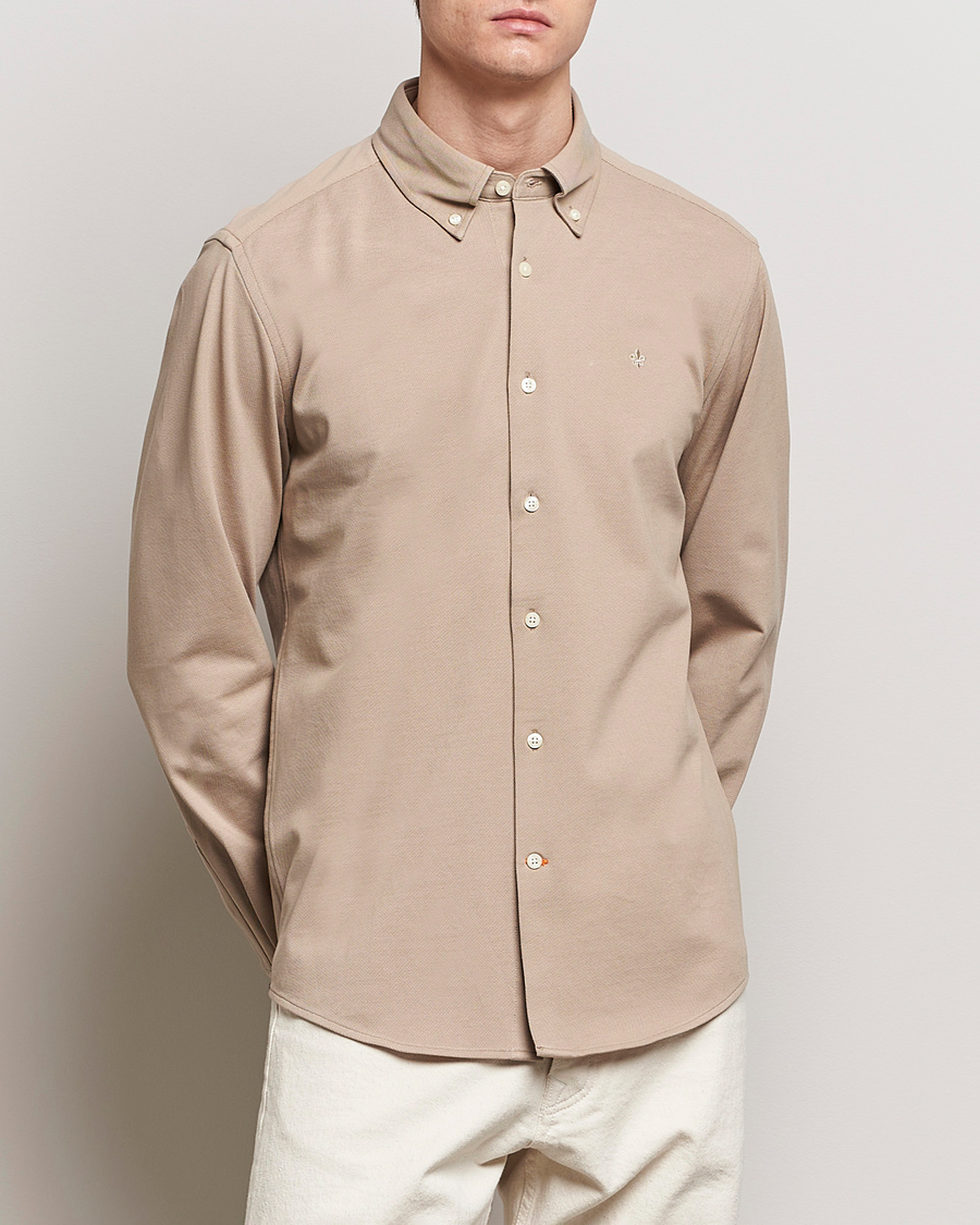 Homme | Chemises | Morris | Eddie Slim Fit Pique Shirt Khaki