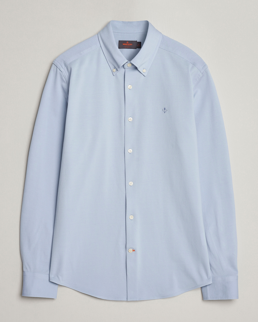 Homme | Chemises | Morris | Eddie Slim Fit Pique Shirt Light Blue