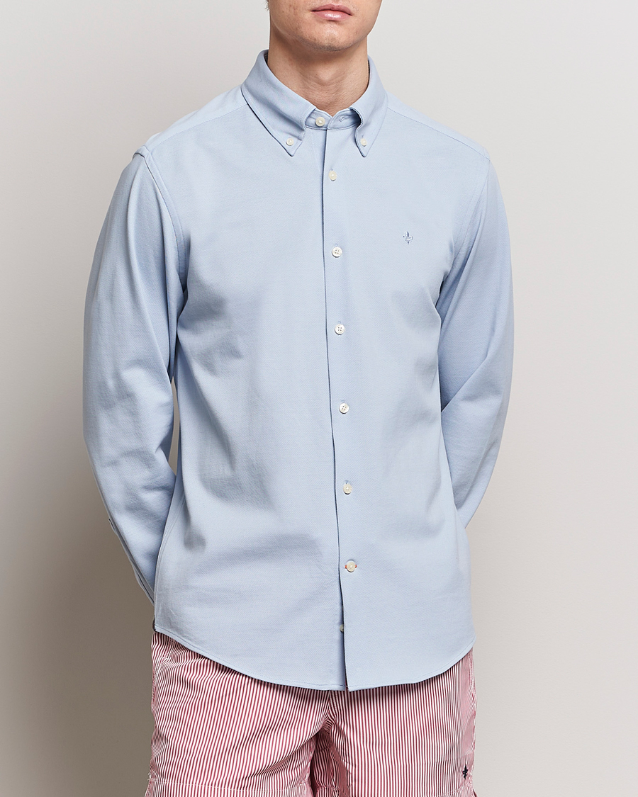 Homme | Casual | Morris | Eddie Slim Fit Pique Shirt Light Blue