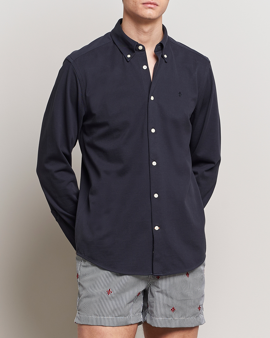 Homme | Chemises | Morris | Eddie Slim Fit Pique Shirt Old Blue