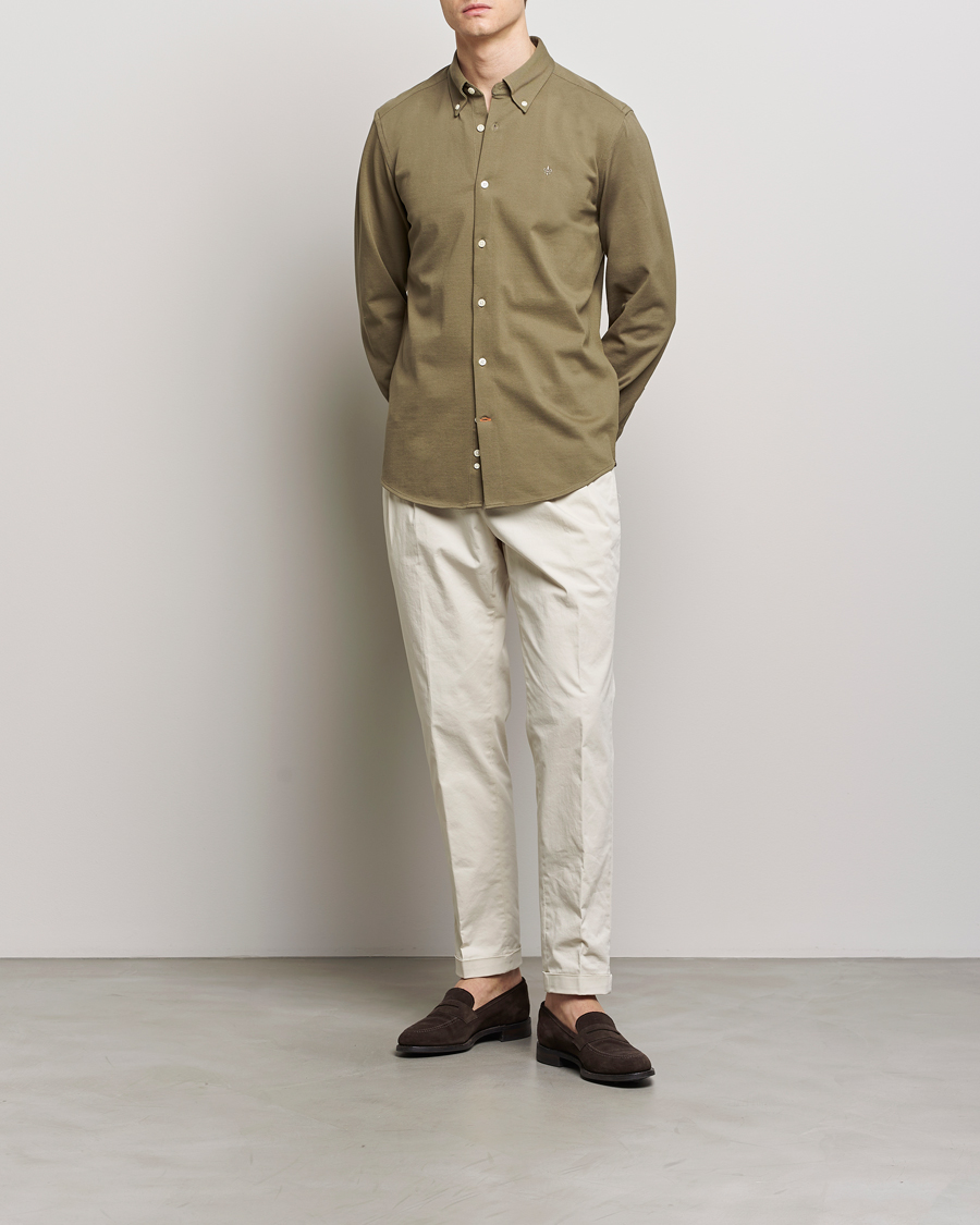 Homme | Chemises | Morris | Eddie Slim Fit Pique Shirt Olive