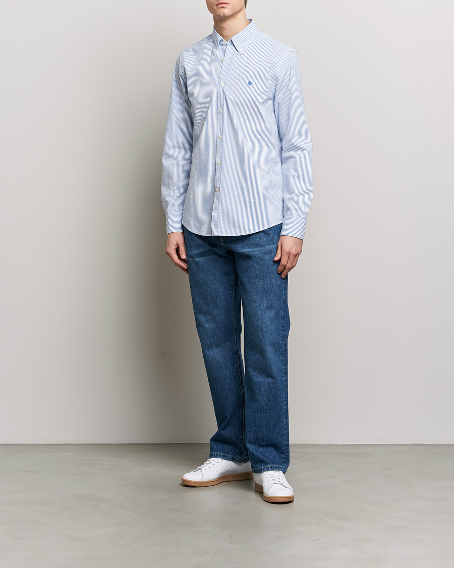Homme | Chemises | Morris | Slim Fit Seersucker Shirt Light Blue