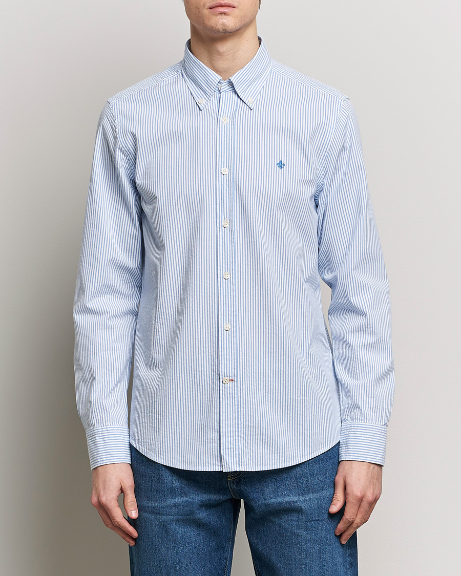Homme | Chemises Décontractées | Morris | Slim Fit Seersucker Shirt Light Blue