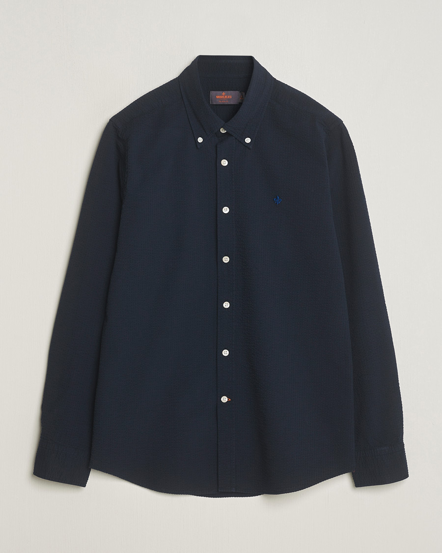 Homme | Chemises | Morris | Slim Fit Seersucker Shirt Navy