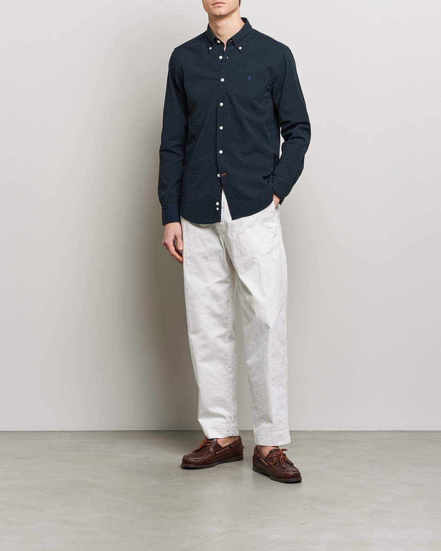 Homme | Chemises | Morris | Slim Fit Seersucker Shirt Navy