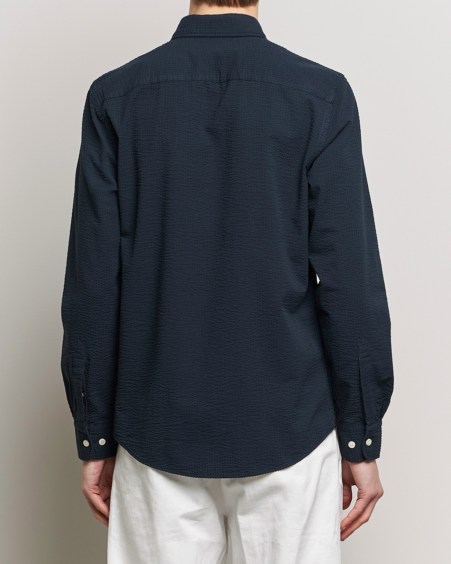 Homme | Chemises | Morris | Slim Fit Seersucker Shirt Navy