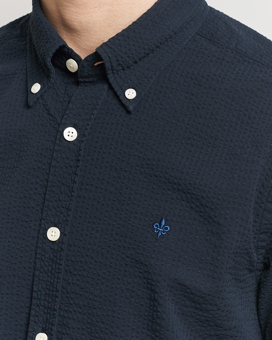 Homme | Chemises | Morris | Slim Fit Seersucker Shirt Navy