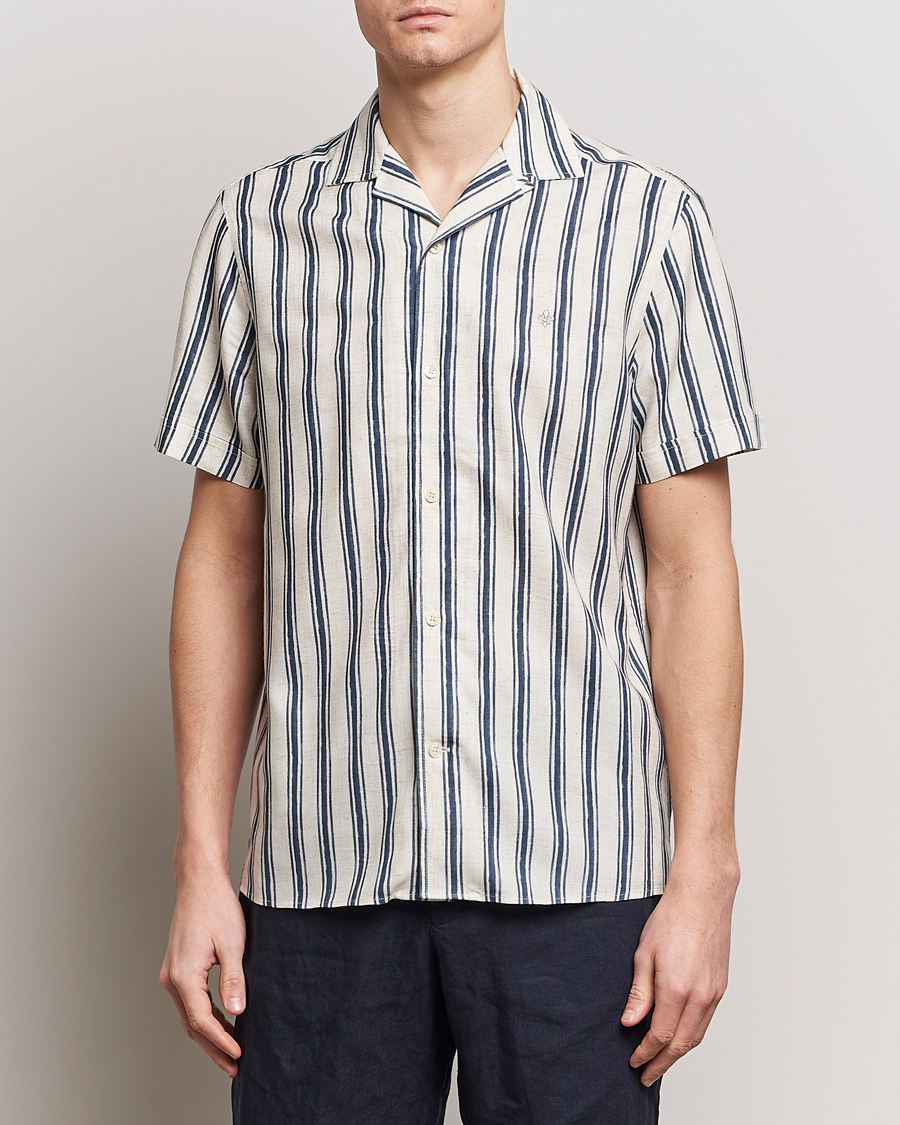 Homme | Chemises À Manches Courtes | Morris | Printed Short Sleeve Shirt Navy/Beige