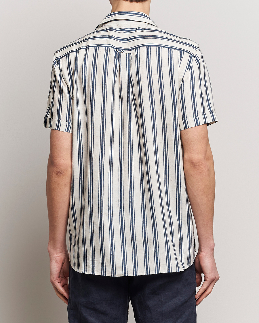 Homme | Chemises | Morris | Printed Short Sleeve Shirt Navy/Beige