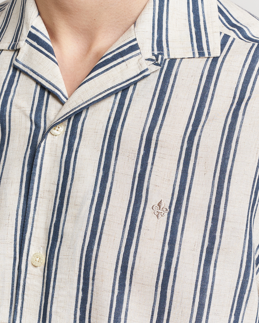 Homme | Chemises | Morris | Printed Short Sleeve Shirt Navy/Beige