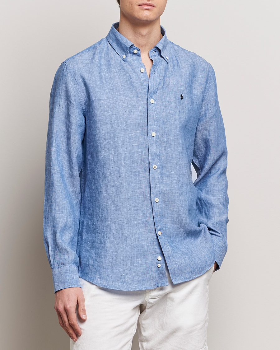 Homme | Preppy Authentic | Morris | Douglas Linen Button Down Shirt Blue