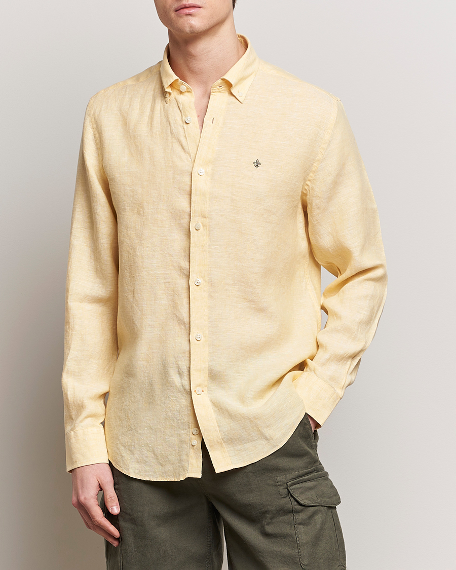 Homme | Preppy Authentic | Morris | Douglas Linen Button Down Shirt Yellow