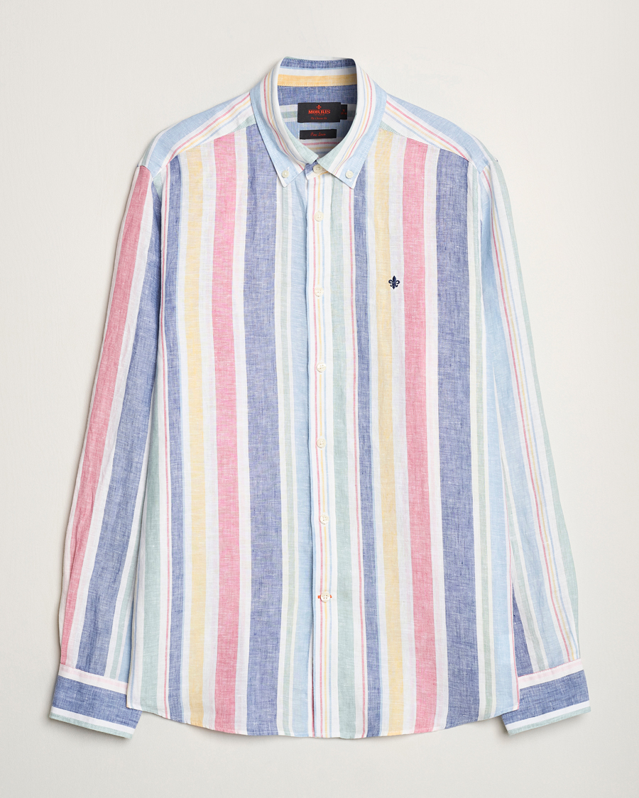 Homme | Chemises | Morris | Happy Linen Stripe Shirt Light Blue