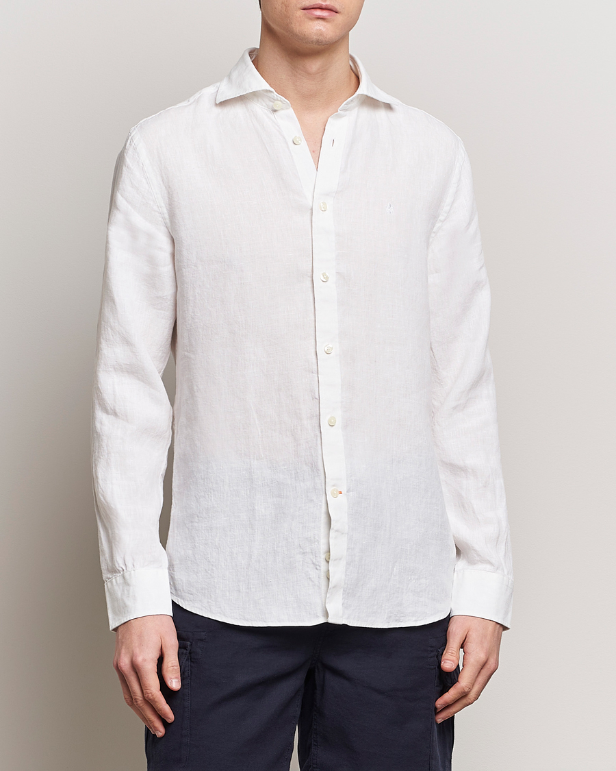 Homme | Tenue Décontractée Chic | Morris | Slim Fit Linen Cut Away Shirt White