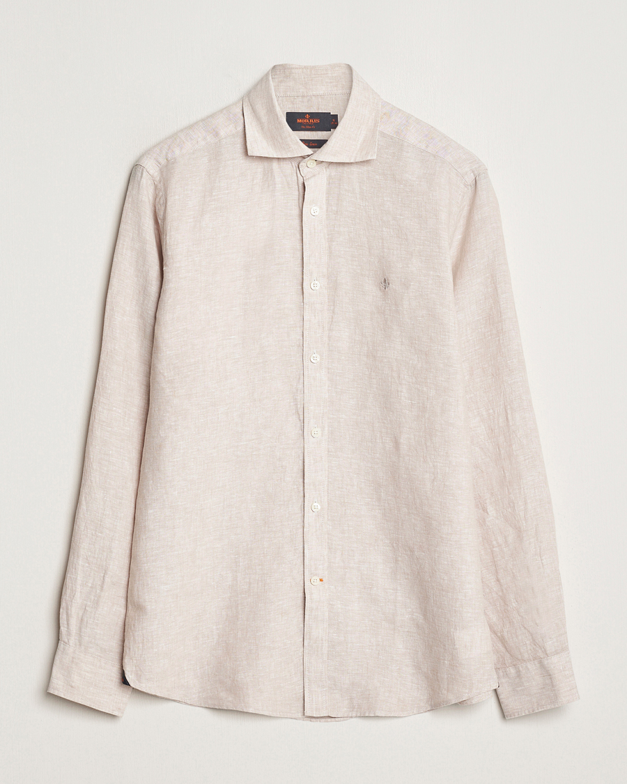 Homme | Chemises | Morris | Slim Fit Linen Cut Away Shirt Khaki