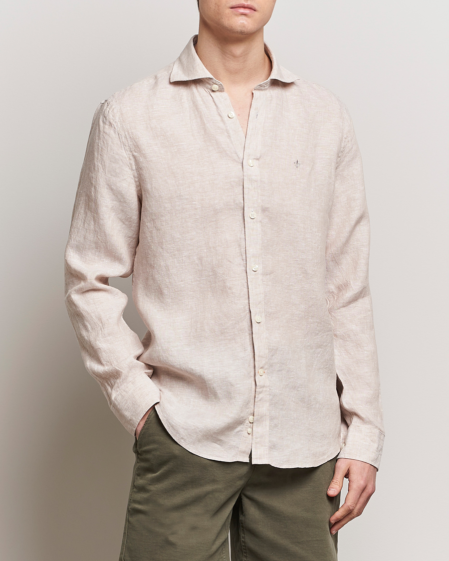 Homme | Chemises | Morris | Slim Fit Linen Cut Away Shirt Khaki