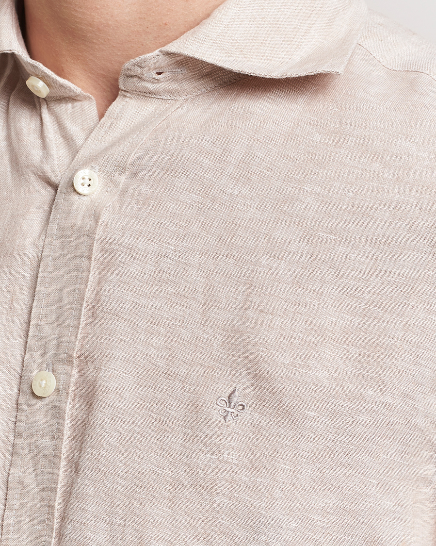 Homme | Chemises | Morris | Slim Fit Linen Cut Away Shirt Khaki