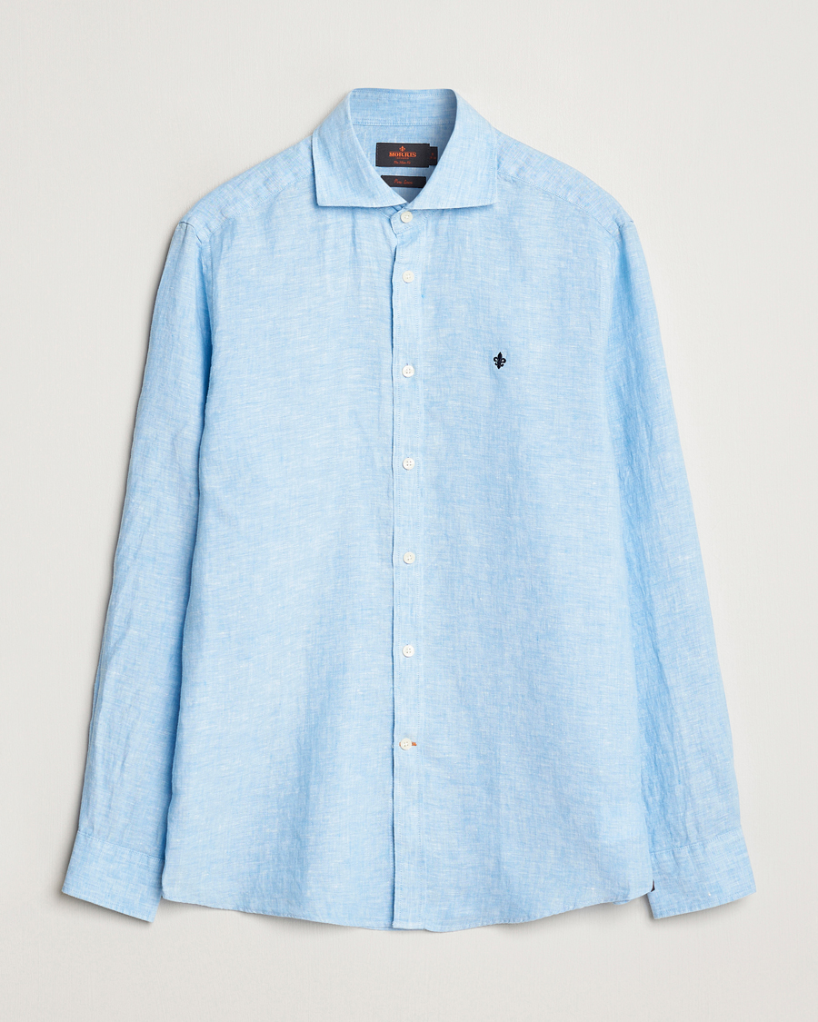 Homme | Chemises | Morris | Slim Fit Linen Cut Away Shirt Light Blue