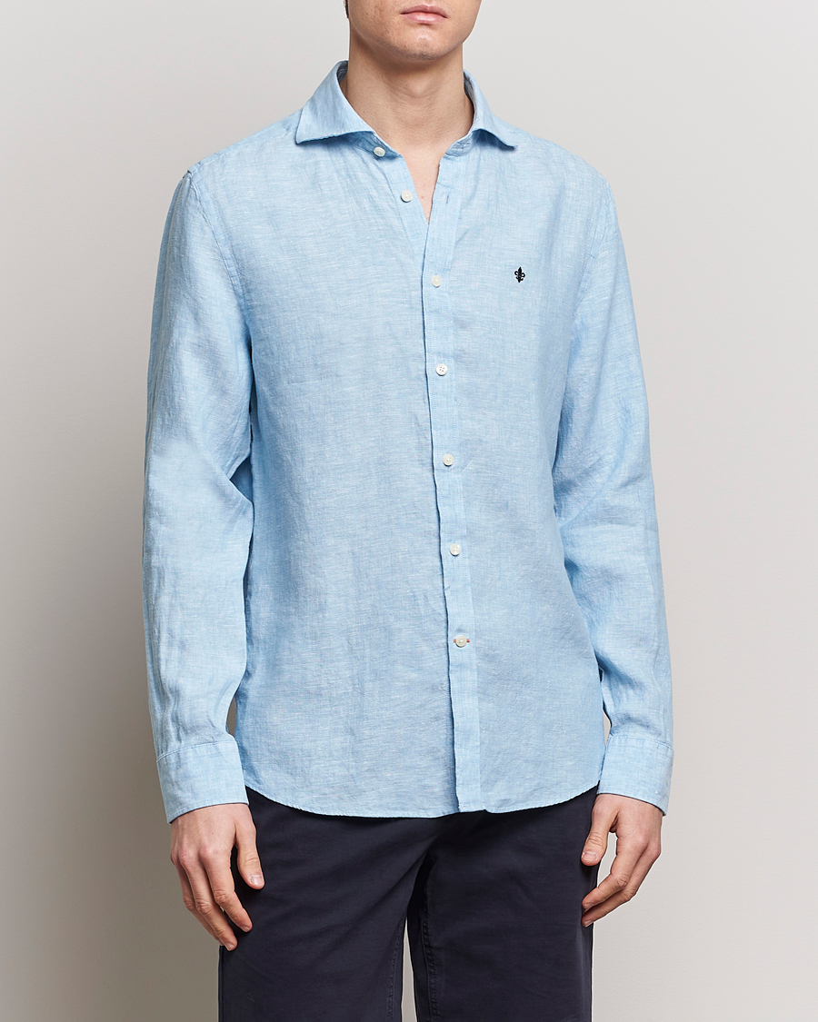 Homme | Chemises En Lin | Morris | Slim Fit Linen Cut Away Shirt Light Blue