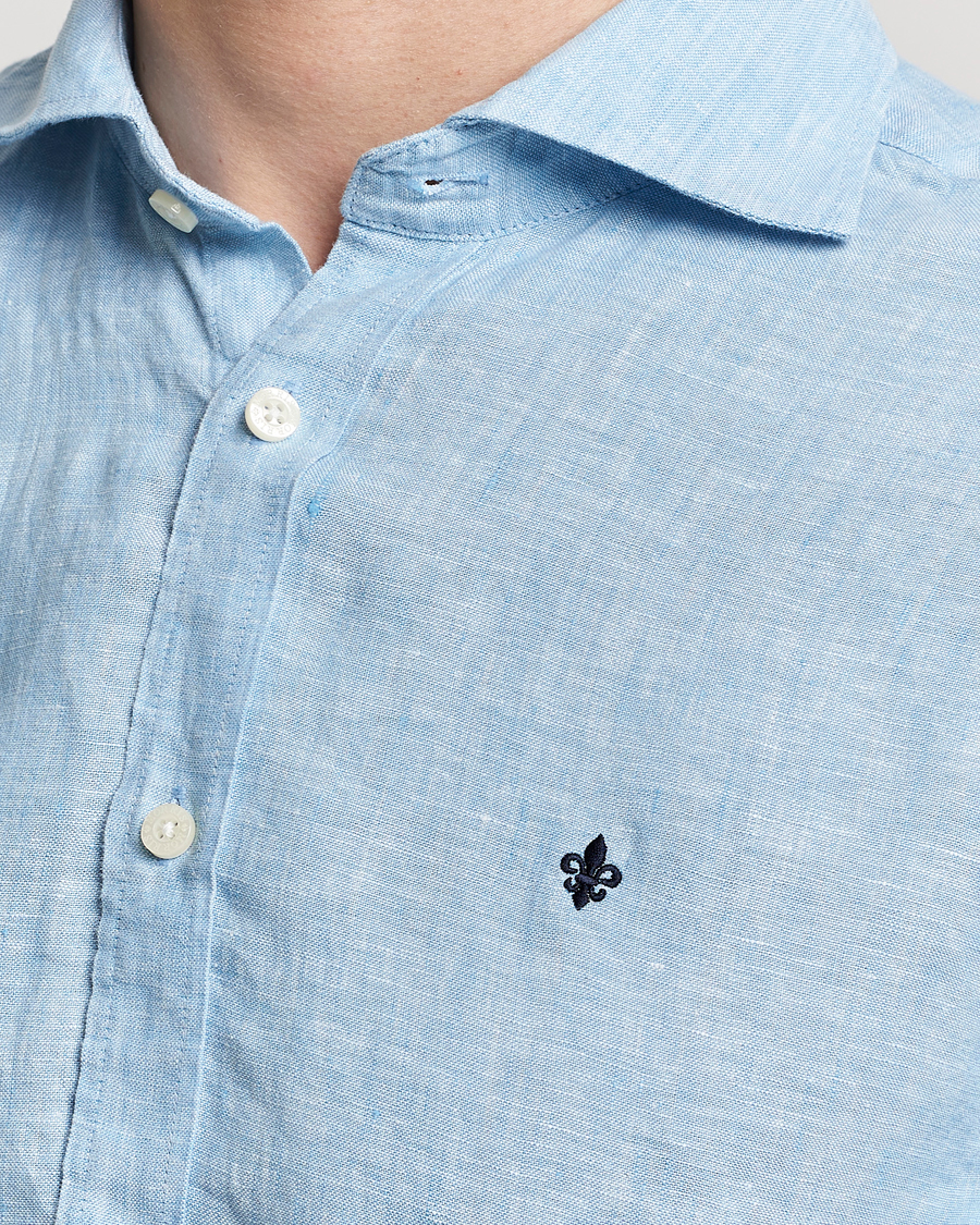 Homme | Chemises | Morris | Slim Fit Linen Cut Away Shirt Light Blue