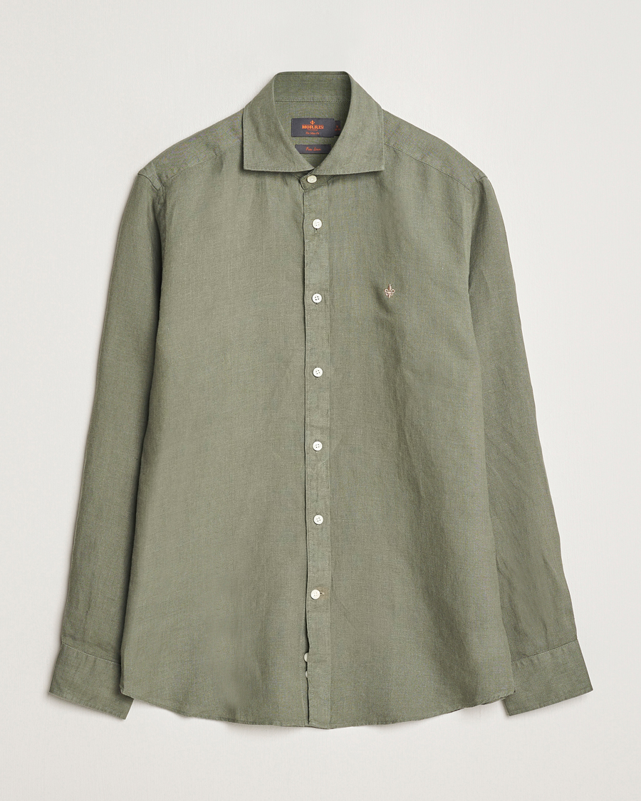 Homme | Chemises | Morris | Slim Fit Linen Cut Away Shirt Olive