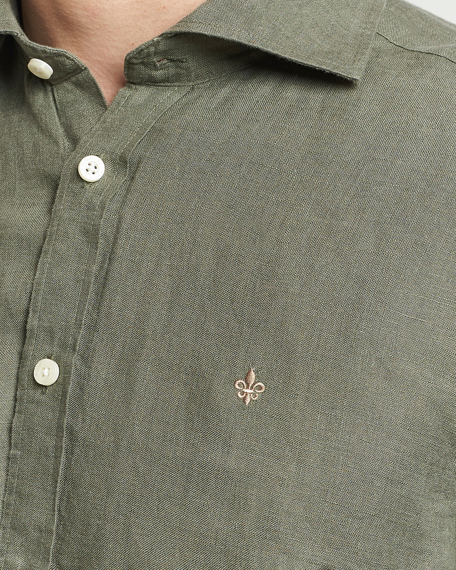 Homme | Chemises | Morris | Slim Fit Linen Cut Away Shirt Olive